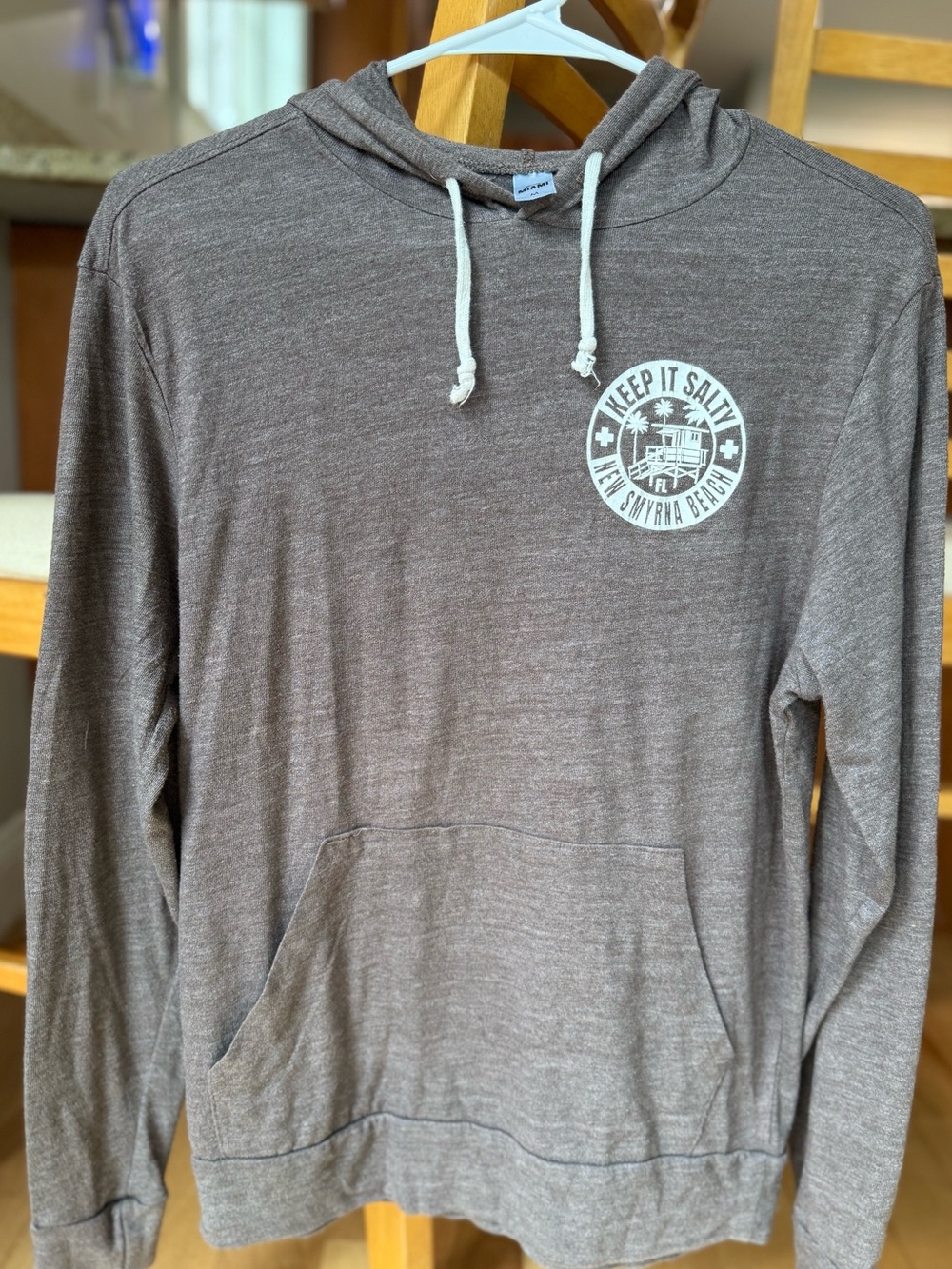 New Smyrna Beach Florida ~Brown Heather Pullover  Hoodie with Keep it Salty logo